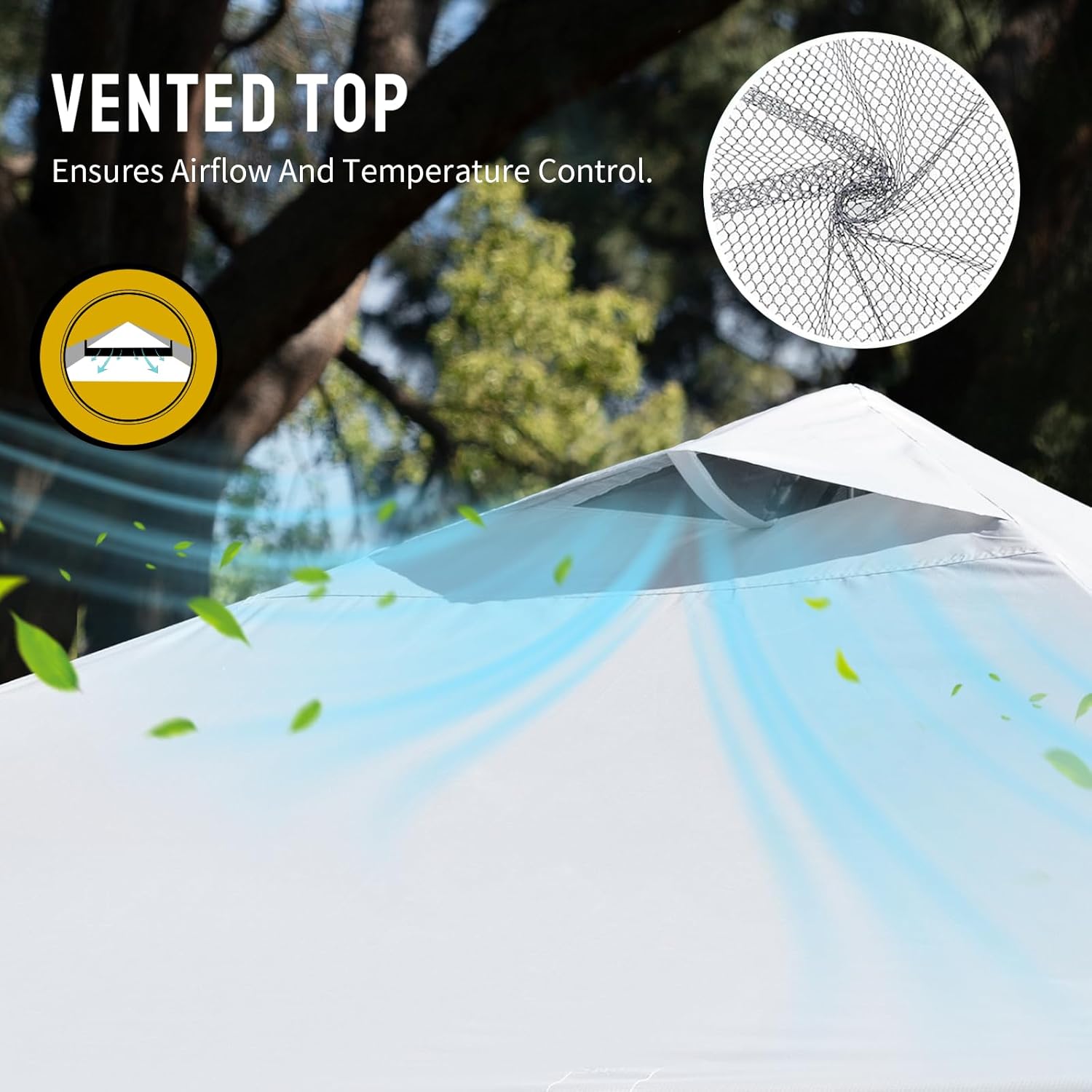 CROWN SHADES 10x10 Pop Up Canopy Tent with One Push Setup, Gird White | Patented CenterLok, Easy Outdoor Sun Shade for Events, Parties, Camping - Gazebo with STO-N-Go Cover Bag, Silver-Coated Top - Image 4