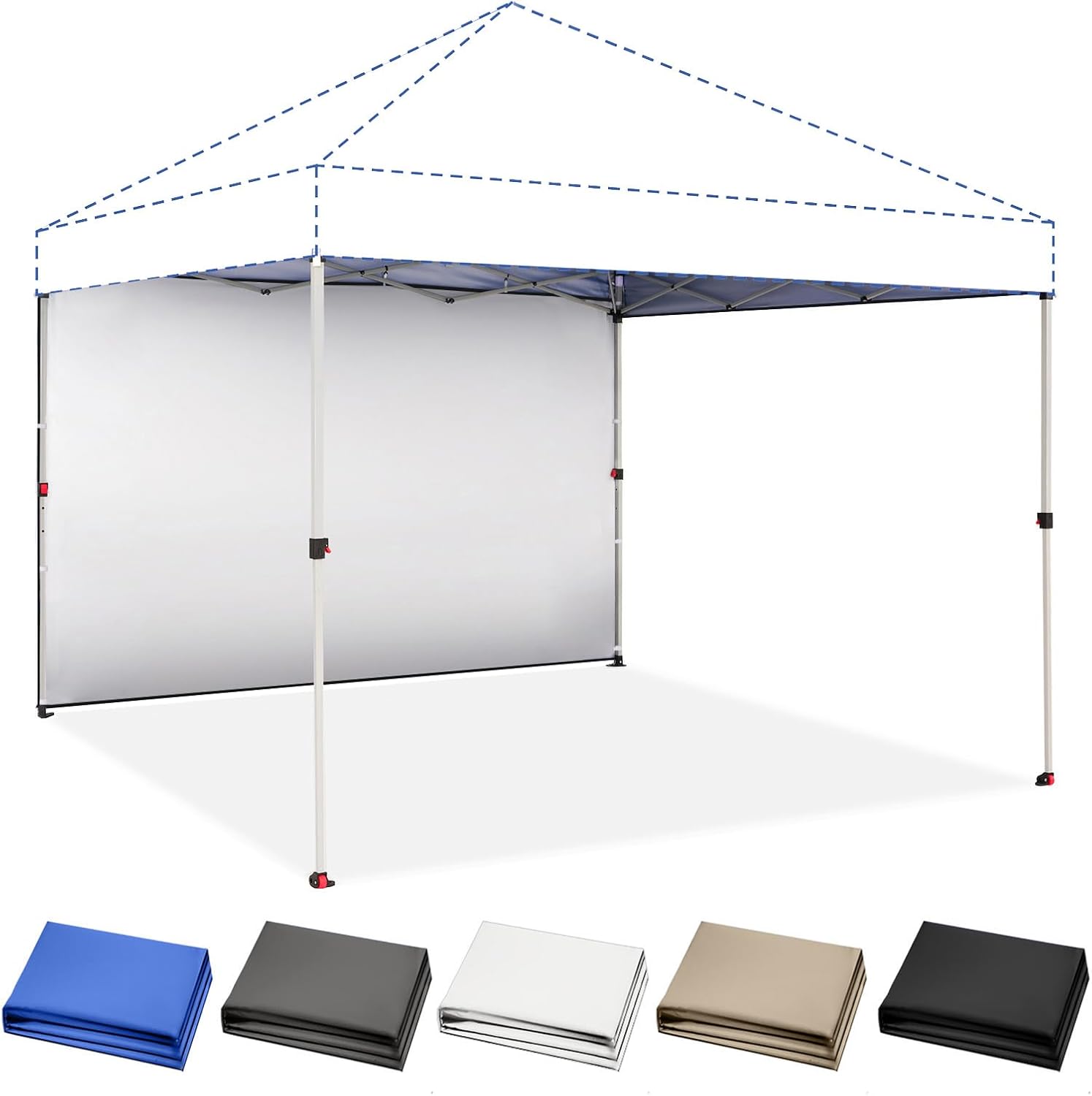 CROWN SHADES Sidewall Only for 10x10 Pop up Canopy Tent (1pc, Black) | Silver-Coated Sidewall Fabric, UPF 50+ Waterproof, Fits Straight Leg Pop-Up Canopies, Tent Not Included