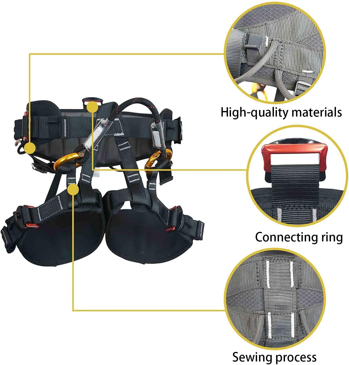 SOB Climbing Harness, Half Body Tree Climbing Harness Men,Thicken Widen Protect Waist Safety Harness for Arborist Harness,Working Rescuing at Height Safety Belt Harness - Image 2