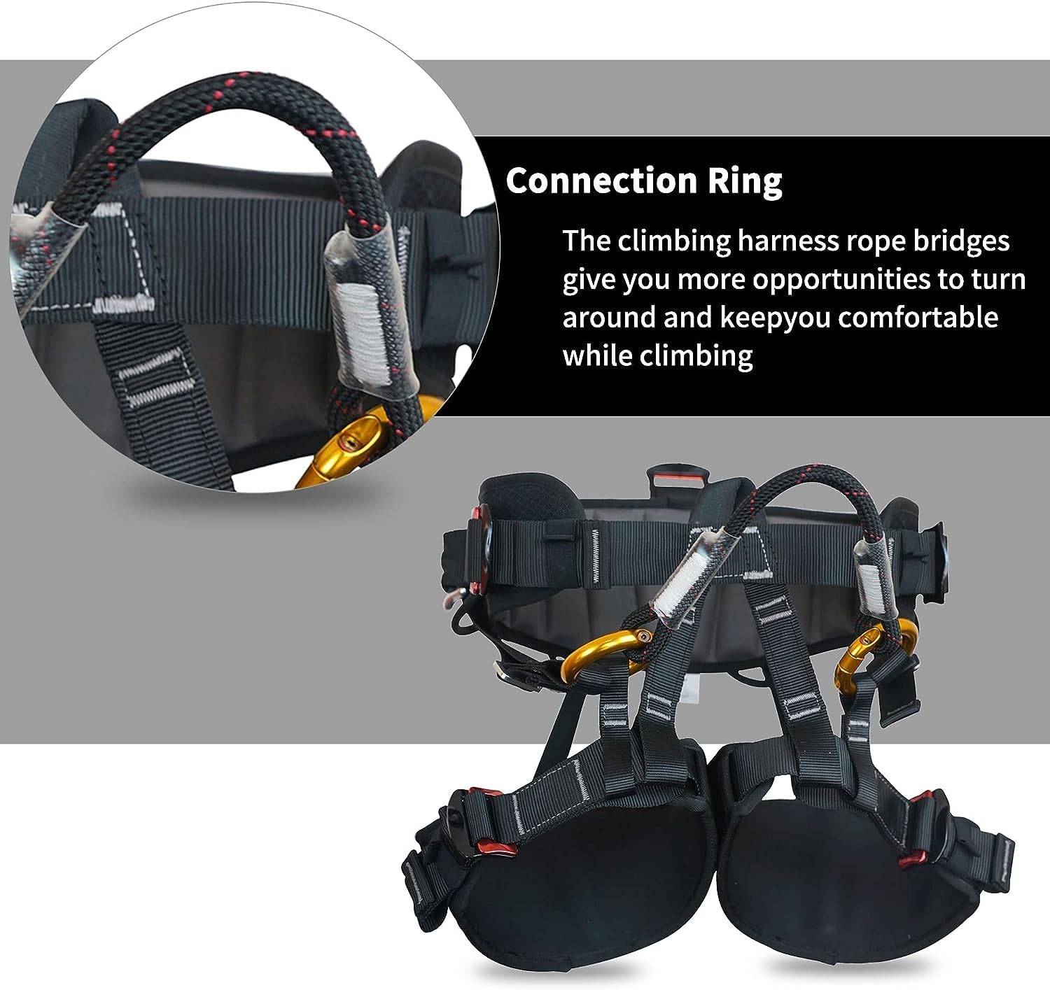 SOB Climbing Harness, Half Body Tree Climbing Harness Men,Thicken Widen Protect Waist Safety Harness for Arborist Harness,Working Rescuing at Height Safety Belt Harness - Image 3
